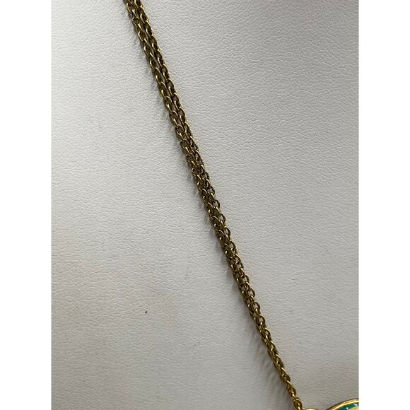 Michal Golan Turquoise and Black Evil Eye Necklace on Double Chain Rhinestone - Picture 11 of 15